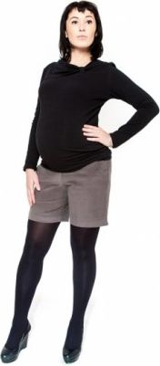 Těhotenské manšestrové kraťásky Be MaaMaa - DINA šedá, Velikosti těh. moda XL (42) - obrázek 1