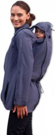 Bunda pro nosící, těhotné - softshellová - pro nošení dítěte v předu i vzadu - antracitová, Velikosti těh. moda M/L - obrázek 1