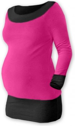 Těhotenska tunika DUO - růžová/černá, Velikosti těh. moda S/M - obrázek 1