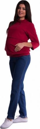 Těhotenské kalhoty letní bez břišního pásu - tmavý jeans, Velikosti těh. moda  S (36) - obrázek 1