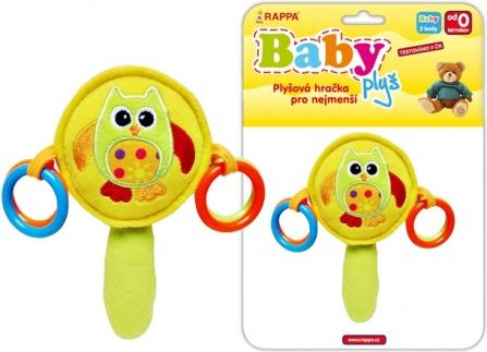 Chrastítko plyšové baby sova s rukojetí - obrázek 1
