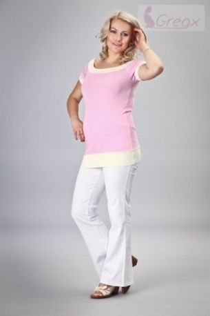 Elegantní těhotenské kalhoty JEANS - bílá, Velikosti těh. moda XXXL (46) - obrázek 1