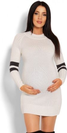 Těhotenský svetřík/tunika se stojáčkem - krémový - obrázek 1