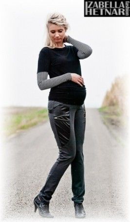Těhotenské kalhoty ZOE - grafit/šedé, Velikosti těh. moda XS (32-34) - obrázek 1