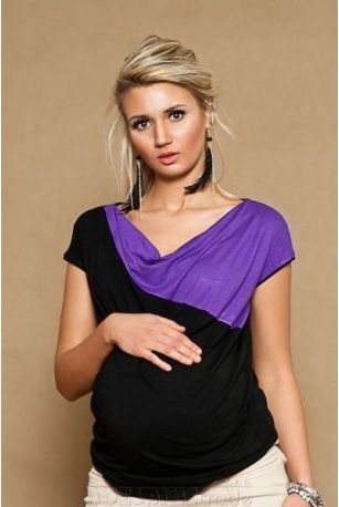 Těhotenské triko/halenka ELISSA - černá/fialová - obrázek 1
