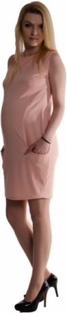 Těhotenské letní šaty s kapsami - pudrově růžové, Velikosti těh. moda L (40) - obrázek 1