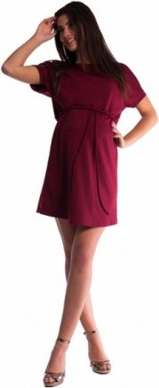 Těhotenské šaty s vázáním - bordó, Velikosti těh. moda XS (32-34) - obrázek 1