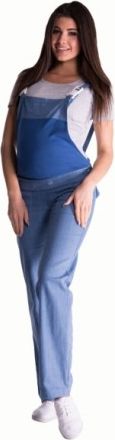 Těhotenské kalhoty s láclem - světlý jeans, Velikosti těh. moda XXXL (46) - obrázek 1