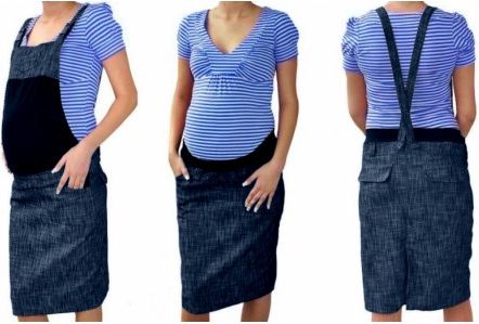 Těhotenské šaty/sukně s láclem - granátový melírek, Velikosti těh. moda XL (42) - obrázek 1