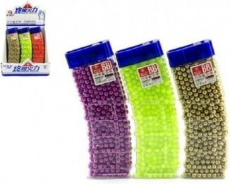 Kuličky do pistole 800ks plast asst 6 barev v plastové krabičce 7x17cm 24ks v boxu - obrázek 1