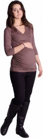 Těhotenské, kojící triko 3/4 rukáv - cappucino, Velikosti těh. moda L/XL - obrázek 1