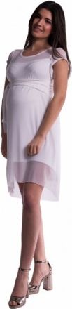 Těhotenské šaty se šifonovým přehozem - bílé, Velikosti těh. moda  S (36) - obrázek 1