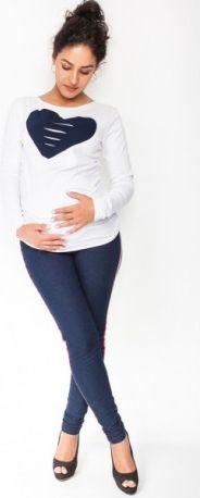 Těhotenské kalhoty/jeans s lampasem Tommy - granátové, Velikosti těh. moda XS (32-34) - obrázek 1