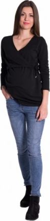 Zavinovací těhotenské triko/tunika - černá, Velikosti těh. moda XL (42) - obrázek 1