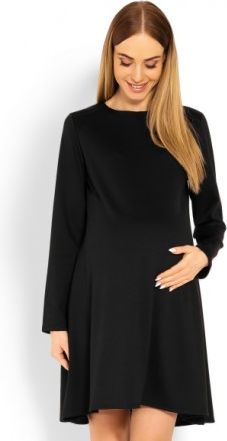 Elegantní volné těhotenské šaty dl. rukáv - černé, Velikosti těh. moda L/XL - obrázek 1