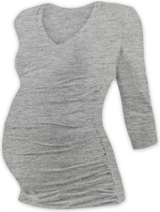 Těh. tričko 3/4 rukáv s výstřihem do V - šedý melír, Velikosti těh. moda L/XL - obrázek 1