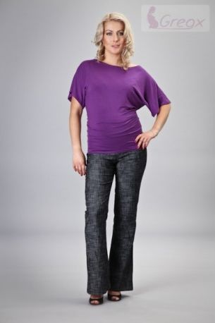 Elegantní těhotenské kalhoty JEANS - černý melír, Velikosti těh. moda XXXL (46) - obrázek 1