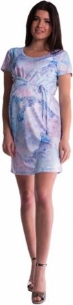 Těhotenské šaty s vázáním s květinovým potiskem - blankyt, Velikosti těh. moda XS (32-34) - obrázek 1
