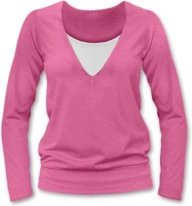 Kojící, těhotenské triko JULIE dl. rukáv - růžová, Velikosti těh. moda L/XL - obrázek 1