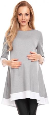 Be MaaMaa Těhotenské asymetrické mini šaty/tunika - šedé, Velikosti těh. moda S/M - obrázek 1