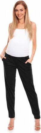 Be MaaMaa Těhotenské kalhoty s pružným, vysokým pásem - černé, Velikosti těh. moda S/M - obrázek 1