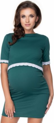 Be MaaMaa Těhotenské, kojící šaty, krátký rukáv - zelená, vel. L/XL - obrázek 1