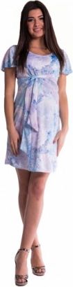 Těhotenské šaty s květinovým potiskem s mašlí - blankyt, Velikosti těh. moda  S (36) - obrázek 1