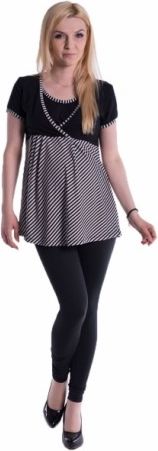 Těhotenské, kojící triko/tunika kr. rukáv - černé, Velikosti těh. moda L/XL - obrázek 1