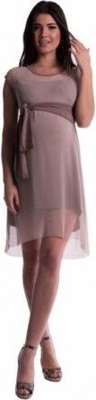 Těhotenské šaty se šifonovým přehozem - cappucino, Velikosti těh. moda S (36) - obrázek 1