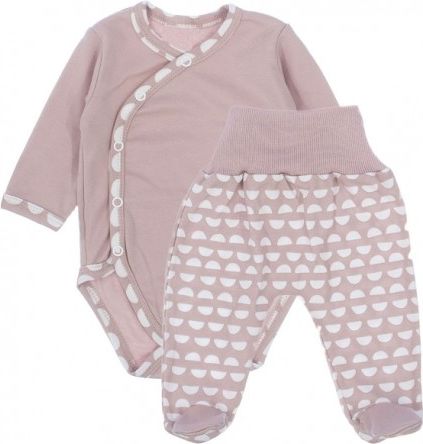 MBaby 2 - dílná soupravička body dl. rukáv + polodupačky Méďa Koka - starorůžová, Velikost koj. oblečení 62 (2-3m) - obrázek 1