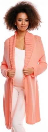 Delší těhotenský svetřík/kardigan s výrazným límcem - meruňková - obrázek 1
