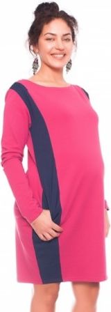 Těhotenské a kojící šaty/tunika Paola - amarant, Velikosti těh. moda XS (32-34) - obrázek 1