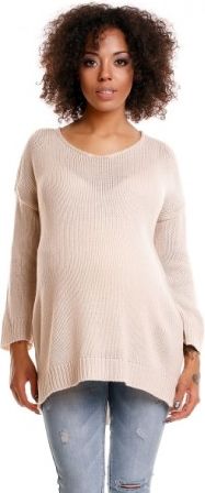 Pohodlný těhotenský svetřík s rozparky - béžový - obrázek 1