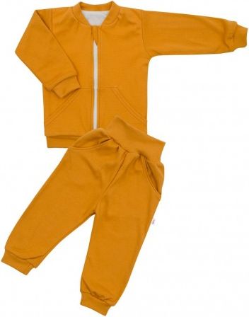 Kojenecké tepláčky a mikinka New Baby Uni hořčicová, Žlutá, 80 (9-12m) - obrázek 1