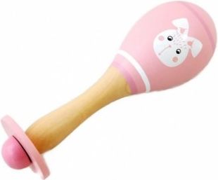 Adam Toys Dřevěná rumba koule králíček - růžová - obrázek 1