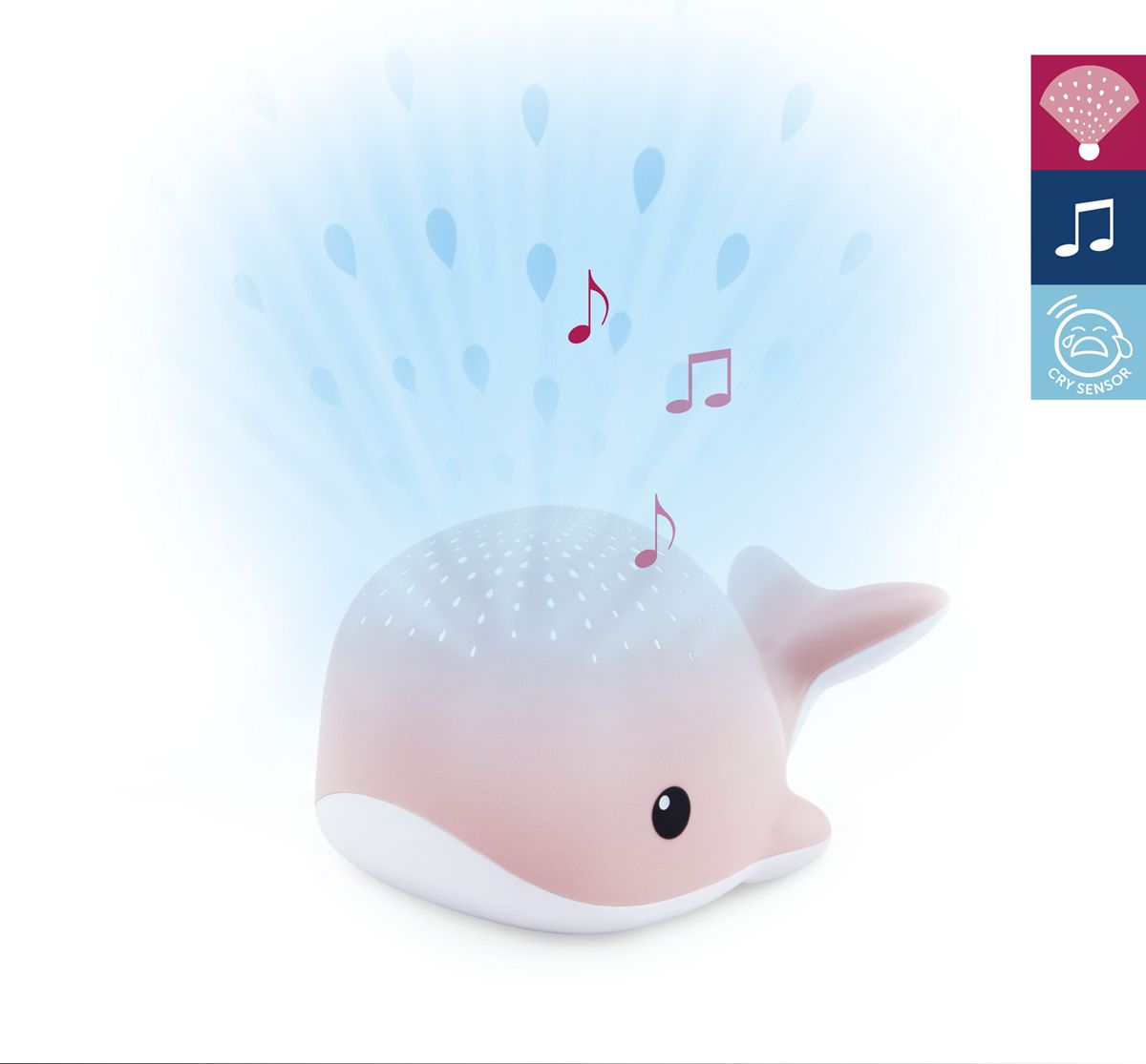 ZAZU Velryba WALLY růžová - noční projektor s melodiemi - obrázek 1