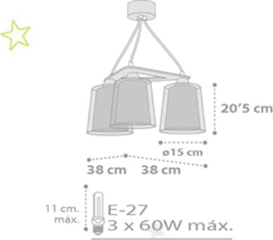 Dalber Stars Grey 81214E dětský závěsný lustr - obrázek 5
