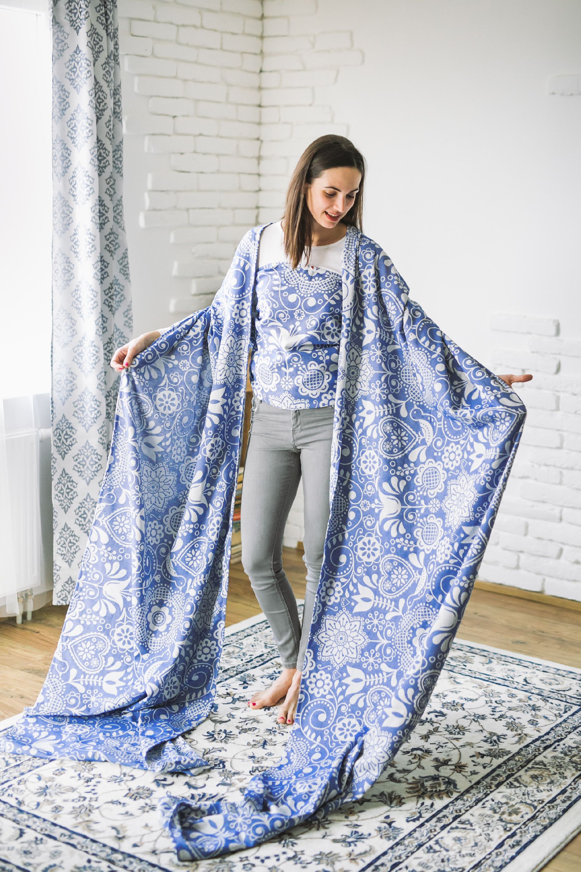 Be Lenka Šátek Lenka Folk - modrý Velikost: 4,2 m - obrázek 5