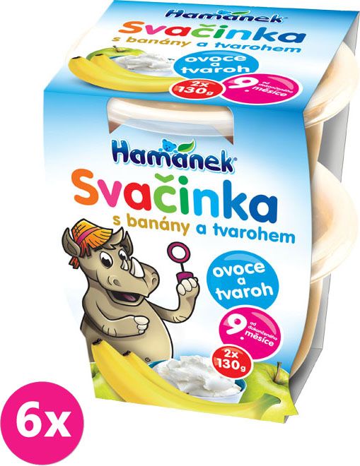 6x HAMÁNEK Svačinka tvaroh banán, (2x130 g)