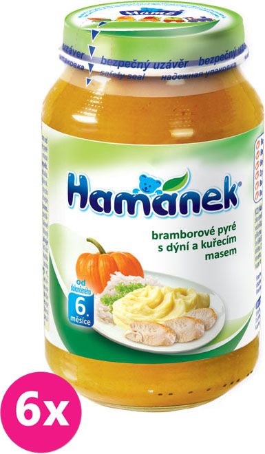 6x HAMÁNEK Bramborové pyré s dýni a kuřecím masem (230 g) - maso-zeleninový příkrm - obrázek 1