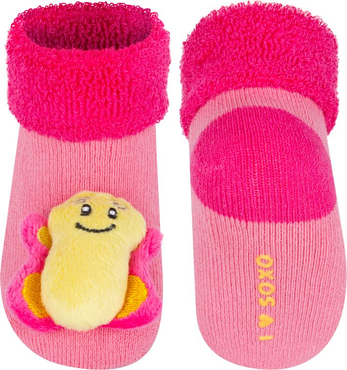Kojenecké ponožky s chrastítkem SOXO MOTÝLEK růžové Velikost: 16-18 - obrázek 1