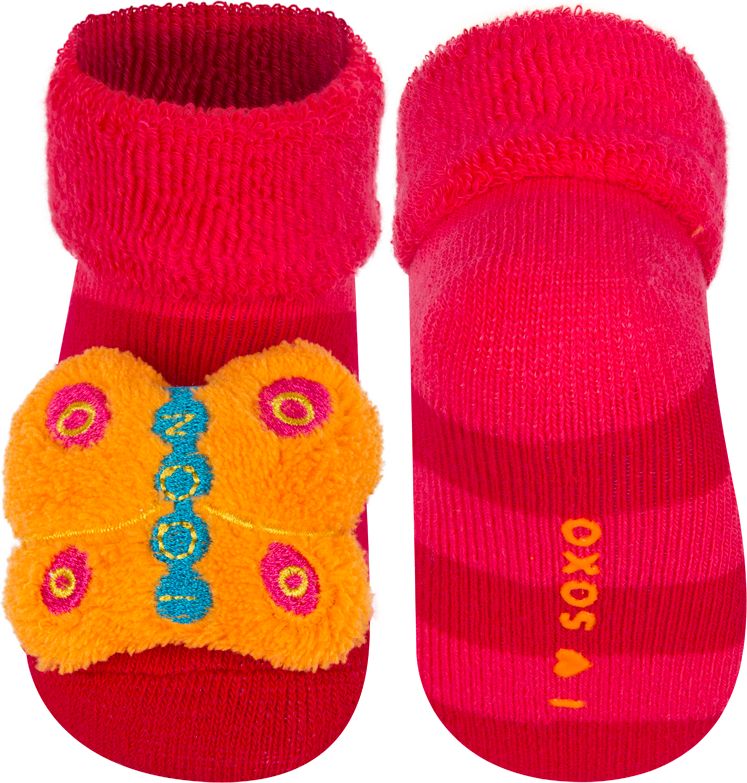 Ponožky s chrastítkem SOXO MOTÝL červené Velikost: 16-18 - obrázek 1