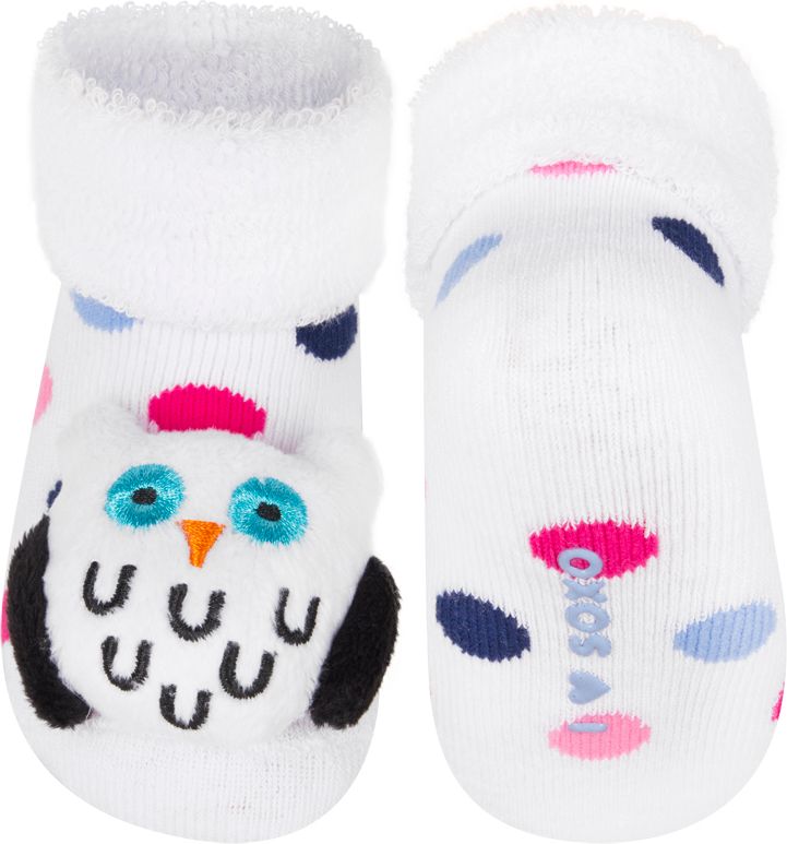 Ponožky s chrastítkem SOXO SOVA bílé Velikost: 16-18 - obrázek 1