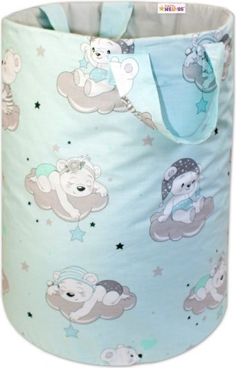 Baby Nellys Bavlněný koš na hračky Baby Nellys, Mráček - mátový - obrázek 1