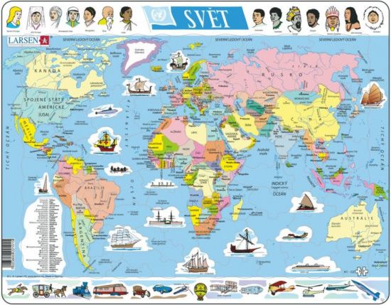 LARSEN Puzzle Mapa světa 107 dílků - obrázek 1