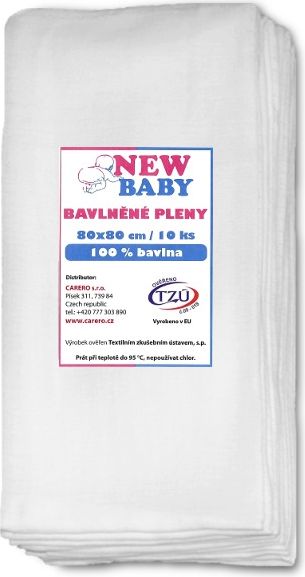 Bílé bavlněné pleny NEW BABY 80x80 cm STANDARD - obrázek 1