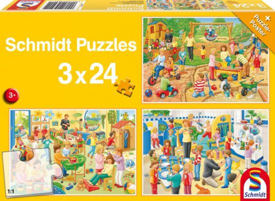 SCHMIDT Puzzle Den ve školce 3x24 dílků - obrázek 1