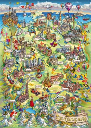 SCHMIDT Puzzle Ilustrovaná mapa Německa 1000 dílků - obrázek 1