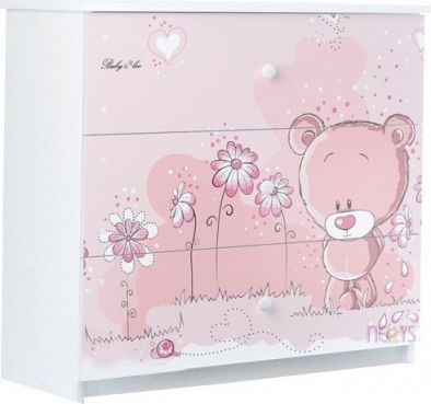 Dětská komoda - Medvídek STYDLÍN růžový - obrázek 1