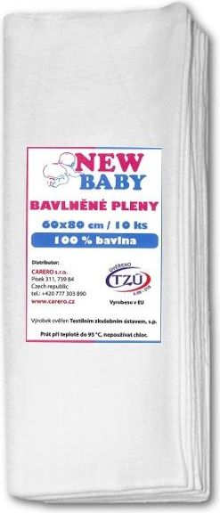 Bavlněné pleny NEW BABY 60x80 cm STANDARD Bílé - obrázek 1